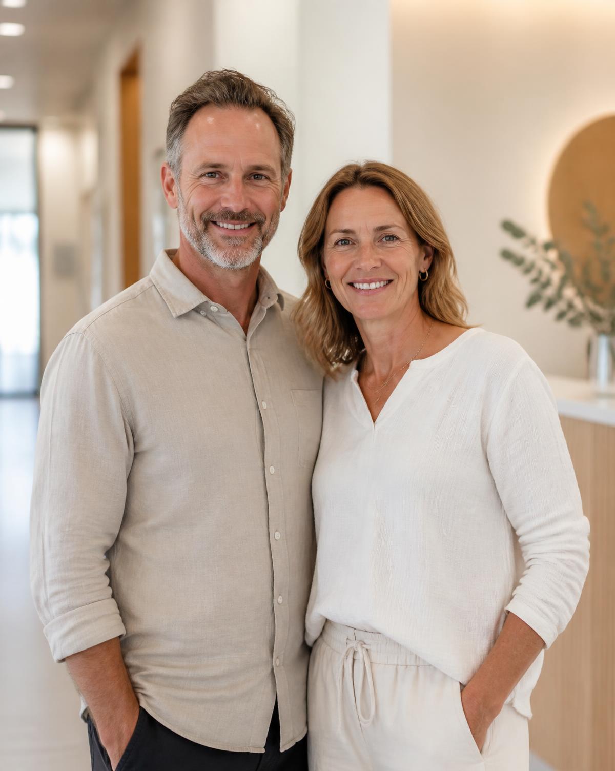 A couple in their forties considering a coronary calcium score CT heart scan in Australia
